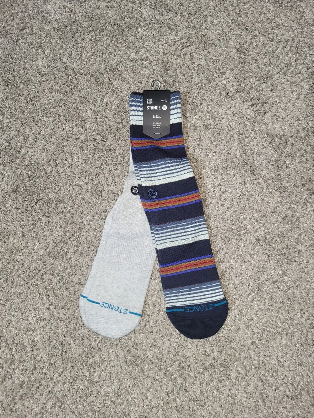 2-Pair Stance Icon  lMens Large 9-12 Casual Combed Cotton Crew Socks Unisex